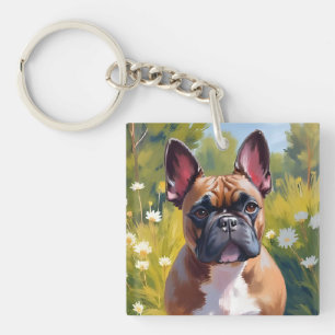 French Bulldog   Pet Painting Dog Art Keychain
