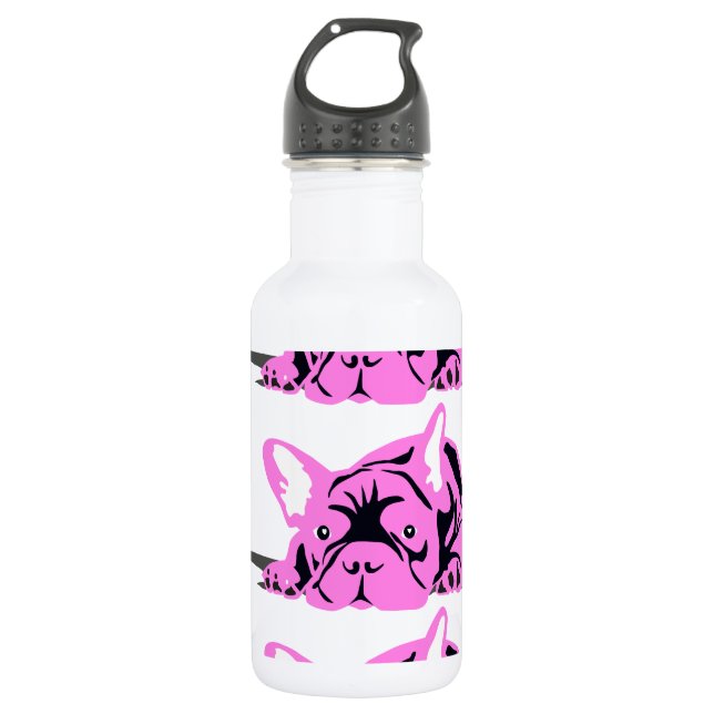 French Bulldog Pet pink Water Bottle (Front)