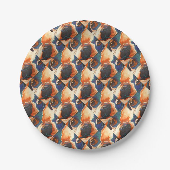 French Bulldog Pet Portrait Paper Plates (Front)