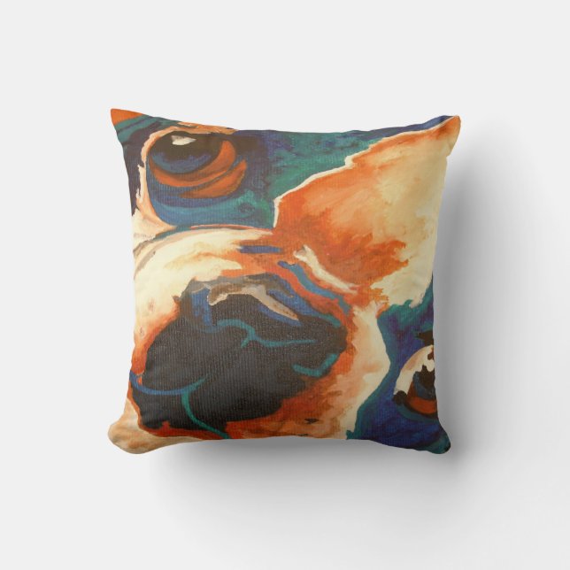 French Bulldog Pet Portrait Throw Pillow (Front)