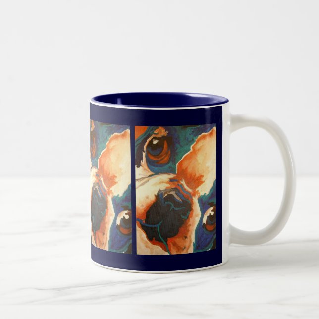 French Bulldog Pet Portrait Two-Tone Coffee Mug (Right)
