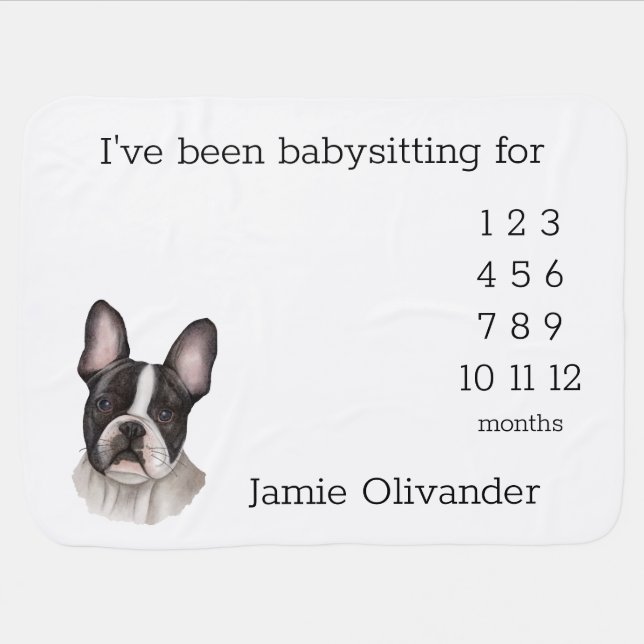 French Bulldog Photo Backdrop Milestone Blanket (Horizontal)