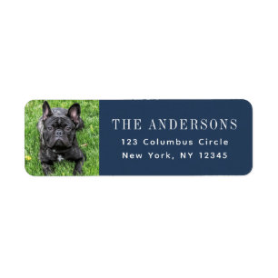 French Bulldog Photo Black Return Address Label