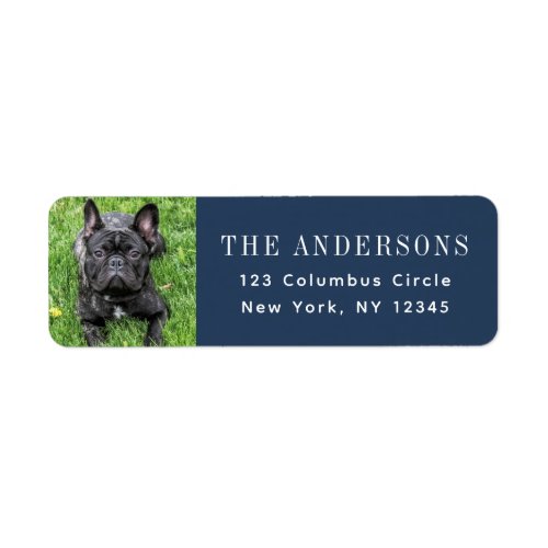  French Bulldog Photo Black Return Address Label