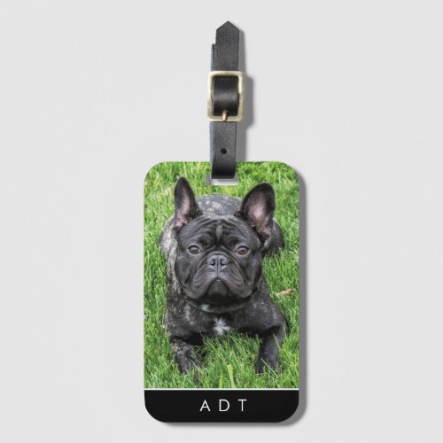 French Bulldog Photo Custom Monogram  Luggage Tag