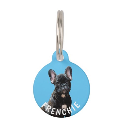 FRENCH BULLDOG PHOTO NAME PET TAG Custom Blue