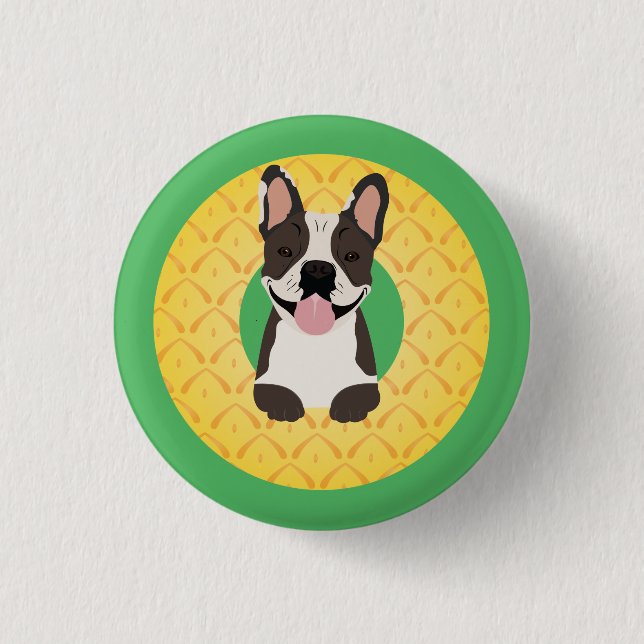 French Bulldog Pineapple Fruit Button (Front)