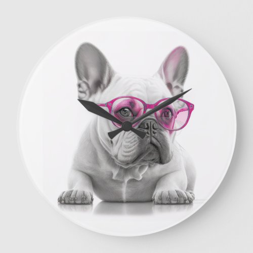 French Bulldog pink glasses Acrylic Wall Clock