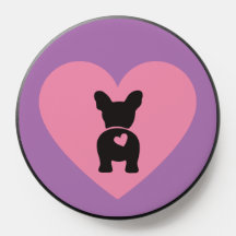 French Bulldog Pink Heart on Lavender Background