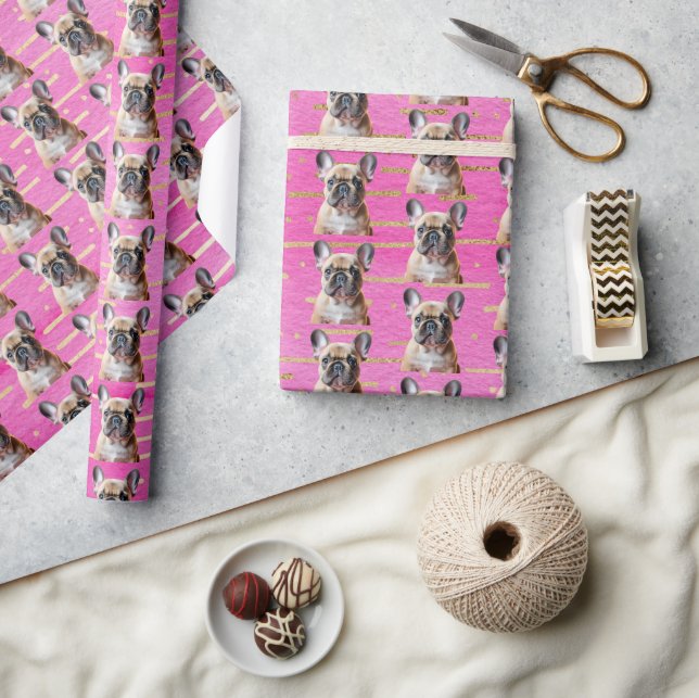 French Bulldog Pink Party Sweet Puppy Dog Wrapping Paper (Crafts)