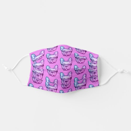 French Bulldog pink purple pattern Adult Cloth Face Mask