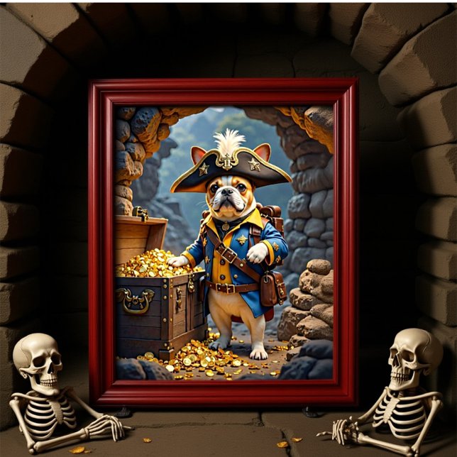 French Bulldog Pirate Blue Yellow Gold Poster (Creator Uploaded)