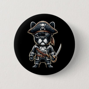 French Bulldog Pirate Dog Halloween Party Button