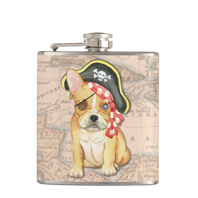 French Bulldog Pirate Flask (Front)