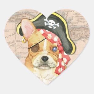 French Bulldog Pirate Heart Sticker