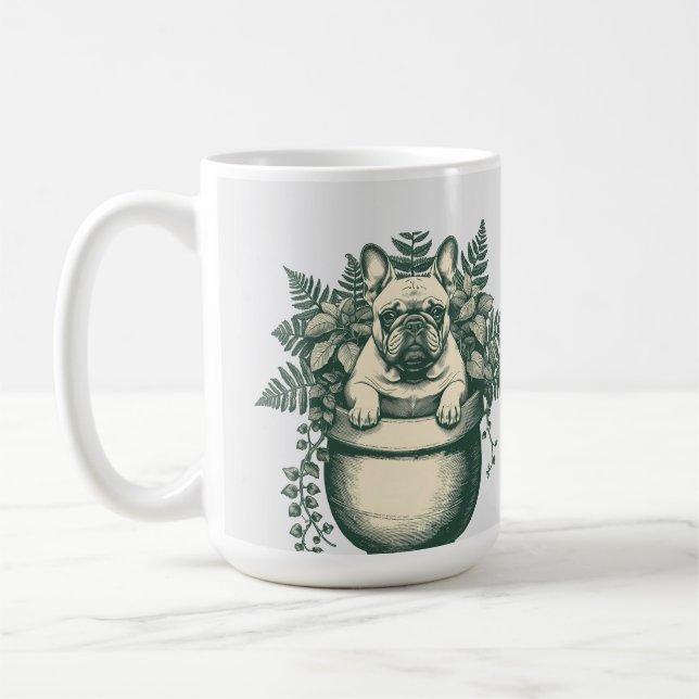 French Bulldog Plant Lover Gift Coffee Mug (Left)