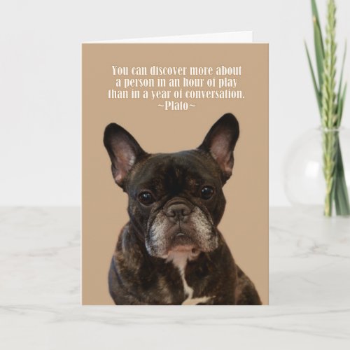 French Bulldog Plato Happy Birthday Card
