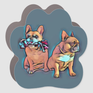 French Bulldog play with fun Car Magnet