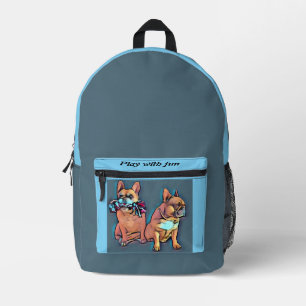 French Bulldog play with fun Printed Backpack