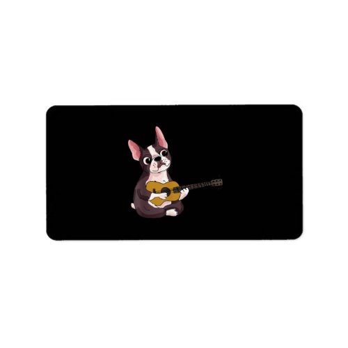 French Bulldog Playing Guitar Funny Guitarist Label