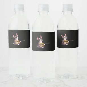 French Bulldog Playing Guitar Guitarist Frenchie Water Bottle Label