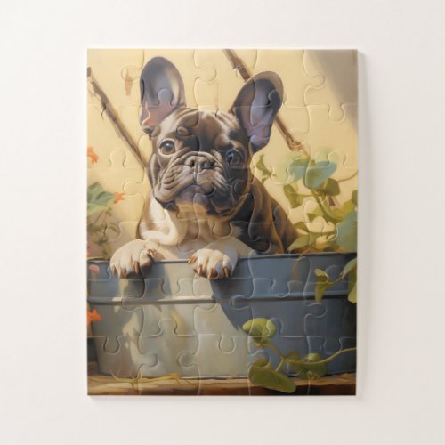 French Bulldog Playing Hide and Seek Jigsaw Puzzle