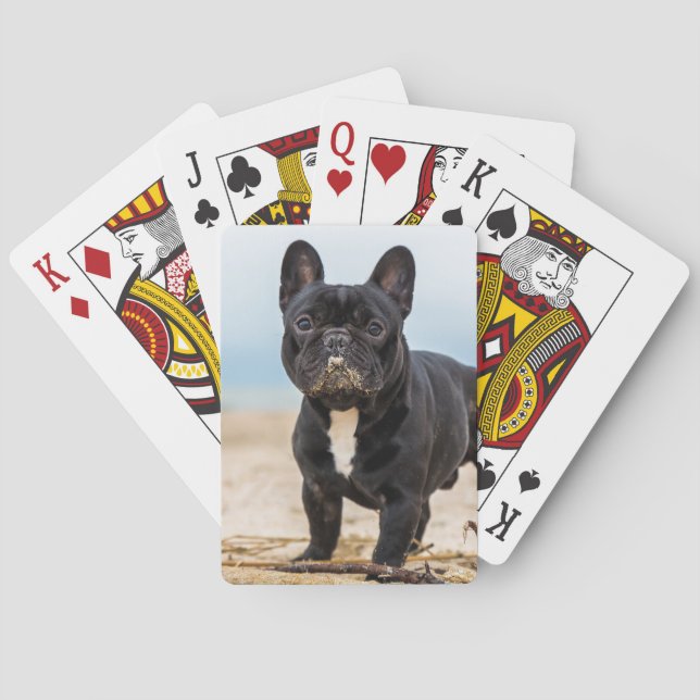 French Bulldog Playing in the Sand Poker Cards (Back)