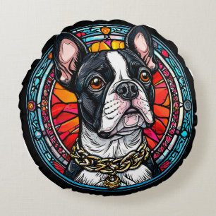 🐶 French Bulldog Portrait Gift For Dog Lover 🎁 Round Pillow