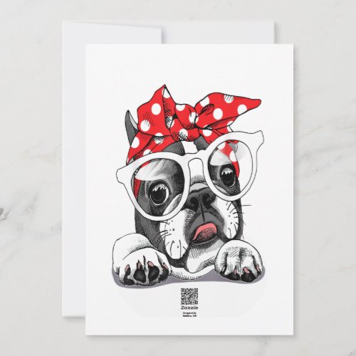 French Bulldog Portrait In A Headband Holiday Card
