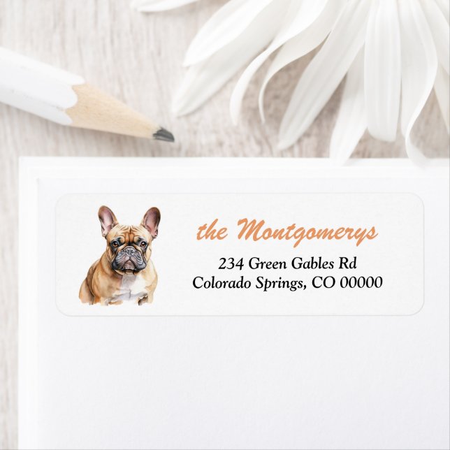 French Bulldog Portrait Return Address Label (Insitu)