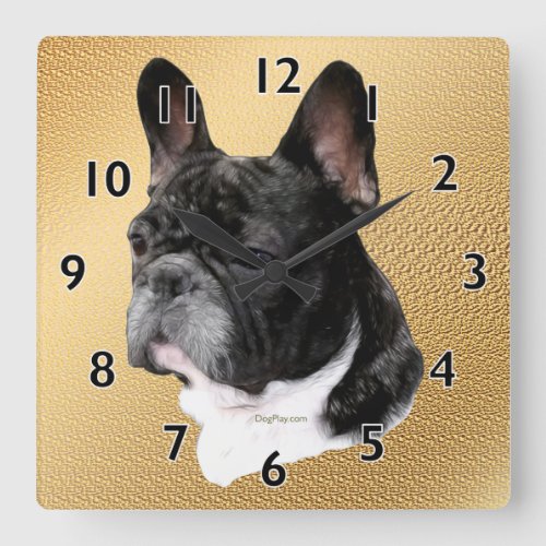 French Bulldog Portrait Square Wall Clock