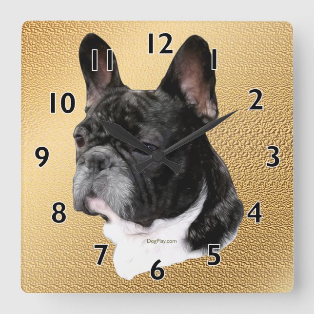 French Bulldog Portrait Square Wall Clock (Front)