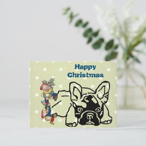 French Bulldog postcard Christmas