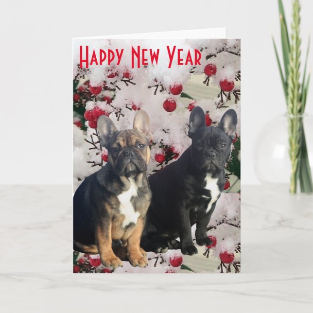 French Bulldog postcard Happy New Year (Front)
