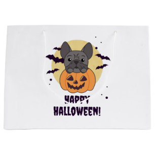 French Bulldog Pumpkin Sweet Dogs Happy Halloween Large Gift Bag