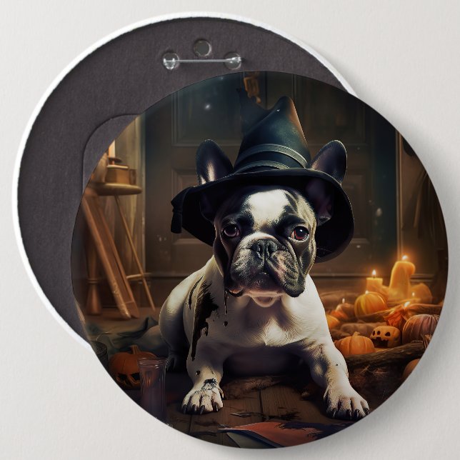 French Bulldog Pumpkins Halloween Scary Button (Front & Back)
