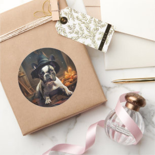 French Bulldog Pumpkins Halloween Scary Classic Round Sticker