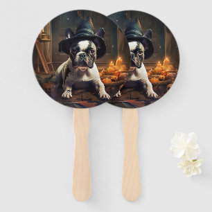 French Bulldog Pumpkins Halloween Scary Hand Fan