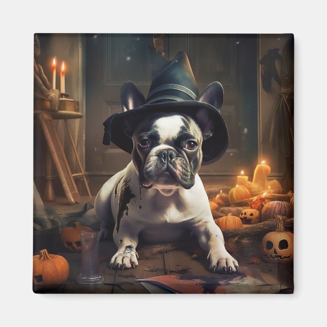 French Bulldog Pumpkins Halloween Scary Magnet (Front)