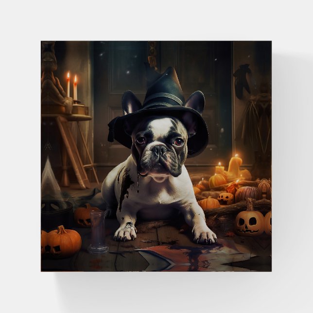 French Bulldog Pumpkins Halloween Scary Paperweight (Front)