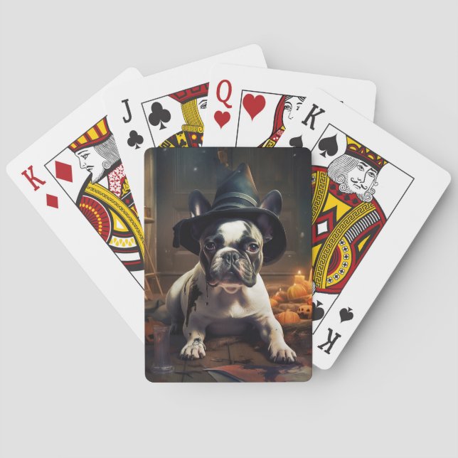 French Bulldog Pumpkins Halloween Scary Poker Cards (Back)