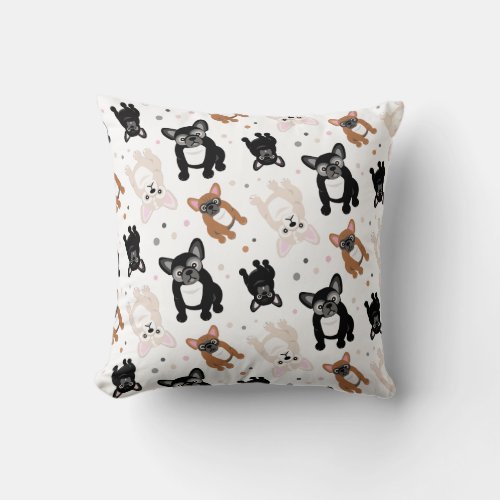 French Bulldog Puppies Cute Frenchies Throw Pillow