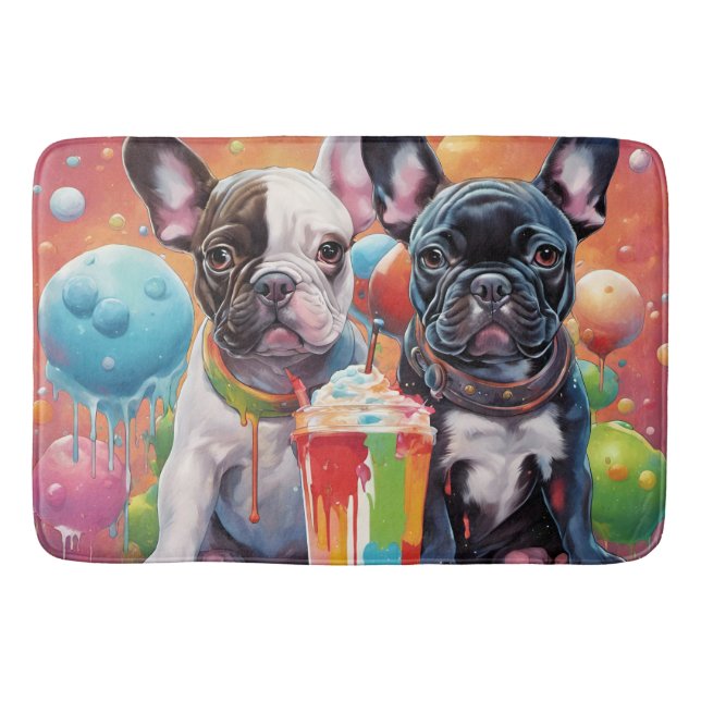 French Bulldog Puppies , Milkshake Bath Mat (Front)