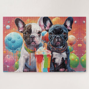 French Bulldog Puppies , Milkshake Jigsaw Puzzle