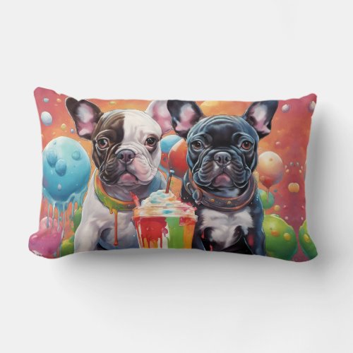 French Bulldog Puppies  Milkshake Lumbar Pillow