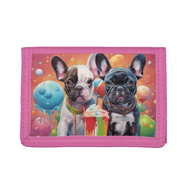 French Bulldog Puppies , Milkshake Trifold Wallet (Front)
