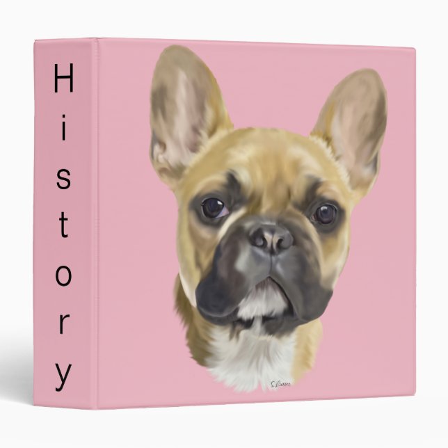 French Bulldog Puppy 3 Ring Binder (Front/Spine)