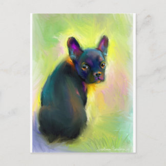 French bulldog puppy art postcard