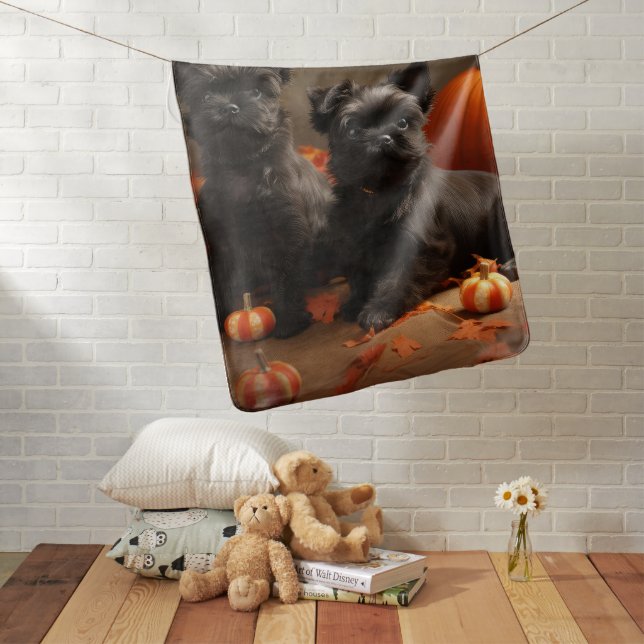 French Bulldog Puppy Autumn Delight Pumpkin Baby Blanket (In Situ)