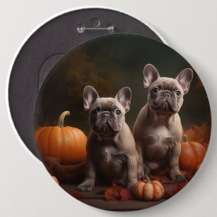 French Bulldog Puppy Autumn Delight Pumpkin Button